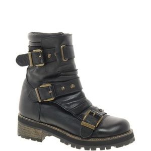 ASOS Women's Black Ring Master Leather Biker Boots